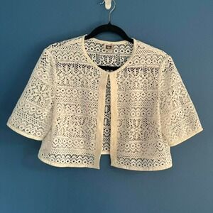 Y2K Lace Shrug Women's Size Large White Cropped Anne Klein Boho Fairycore Indie